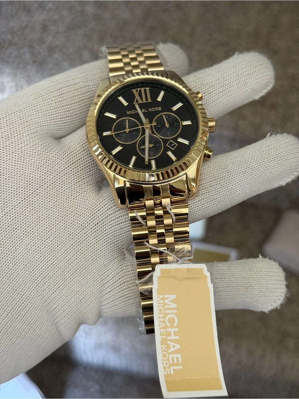 Michael Kors Men's Gold Tone Black Dial Chronograph Watch